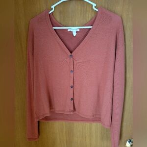 Caution to the Wind Burnt Orange Button Up Top